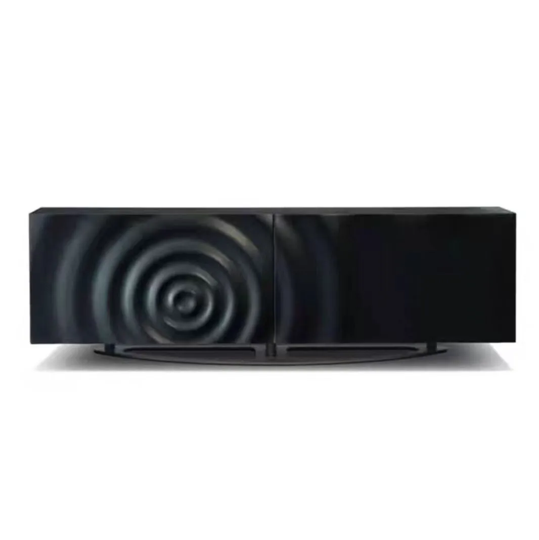 Italian light luxury solid wood TV cabinet water ripple high-end creative stainless steel storage side cabinet