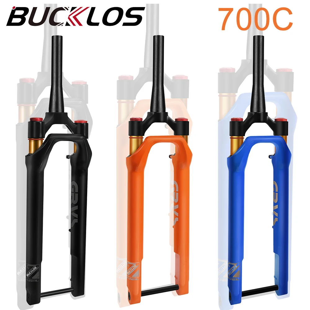

BUCKLOS Air Suspension 700C Fork 12*100mm Road Bike Fork Thru Axle Gravel Bicycle Forks 700C Travel Bike Forks