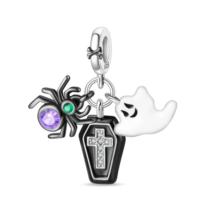 Halloween-Party, 925er Silber, lila, fliegender Hexenhut und magische Kugel-Charms, Perlen, passend für Original-Armbänder, DIY für Frauen, Schmuck, Geschenke – Detail 5