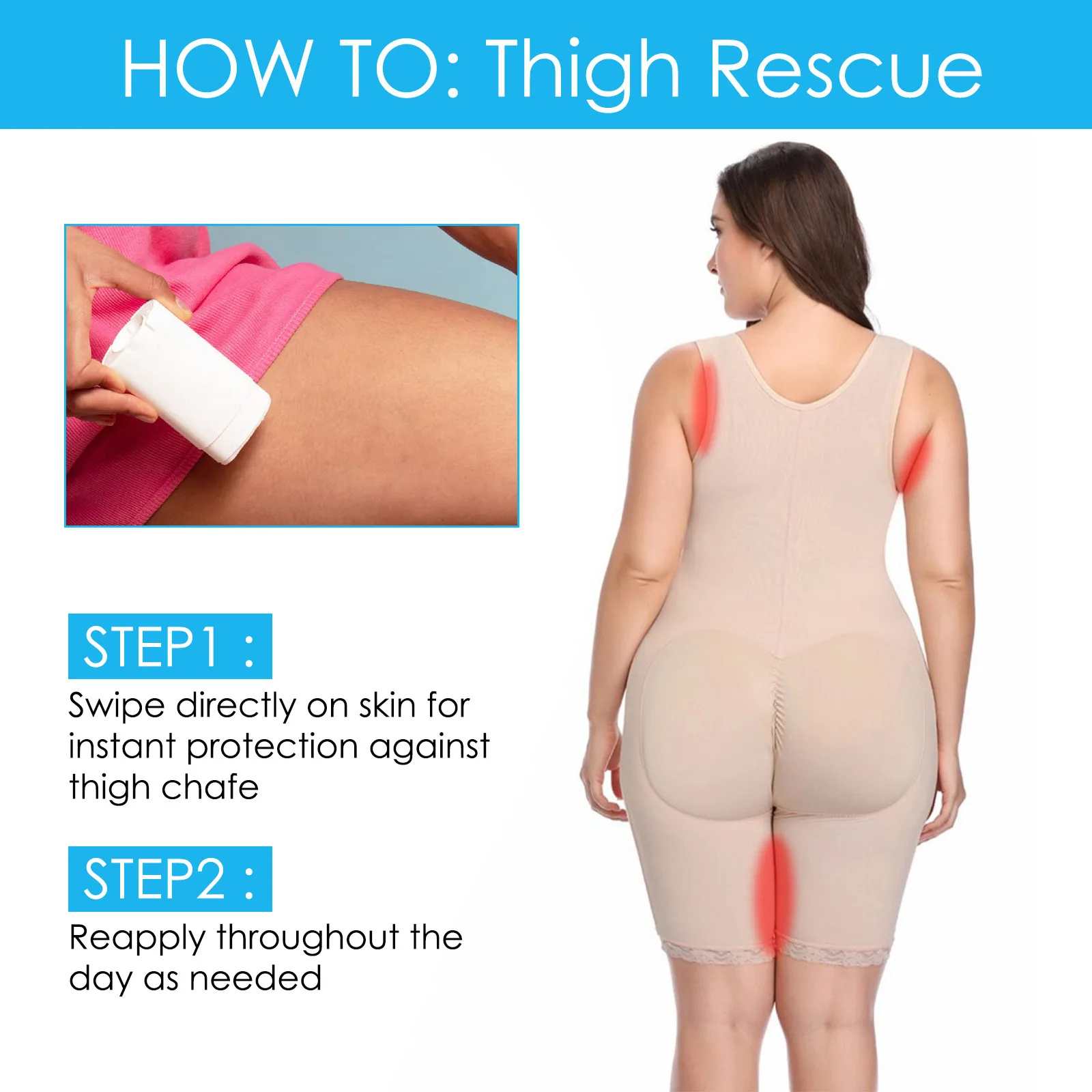 Thigh Rescue Anti-friction Stick Chafe Cream Waterproof Glide Body Anti Chafing Sweat-absorbent Thigh Chafing Cream 1pc in 1box