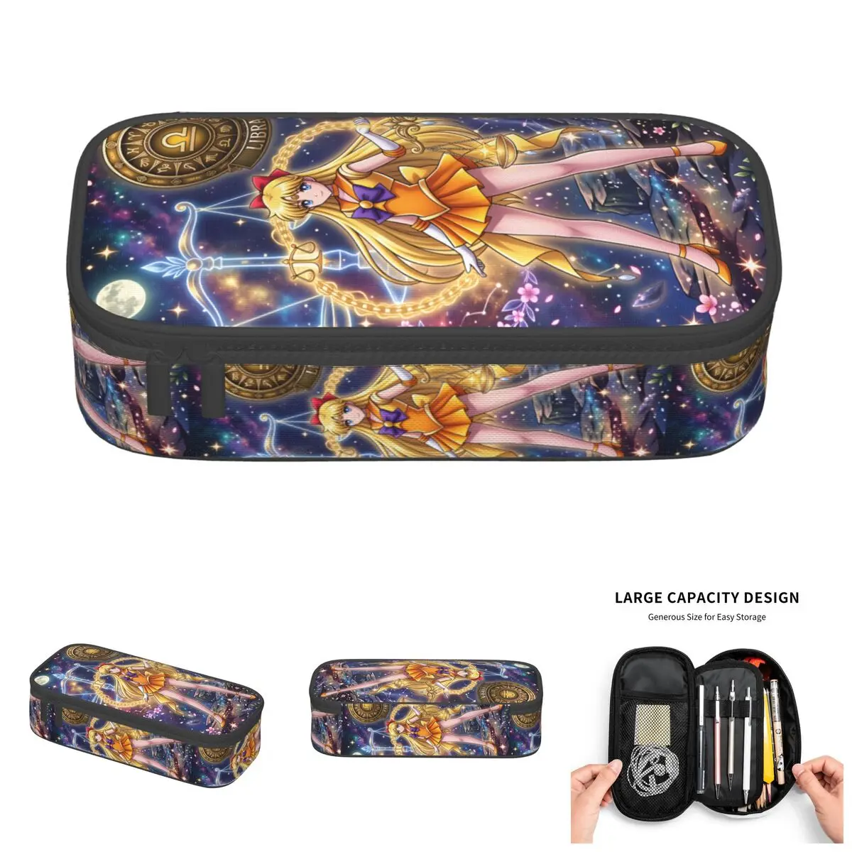

Korean Sailor Moon Sailor Venus Libra Pencil Cases for Boys Girls Minako Aino Large Capacity Pen Box Bag Stationery