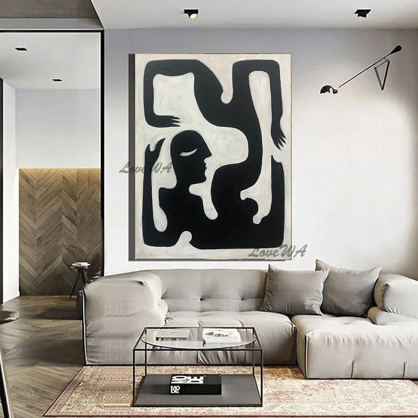 

Абстрактная современная картина, художественное украшение стены, современное произведение искусства комнаты, дизайнерская текстурированная ручная роспись, подарки на холсте