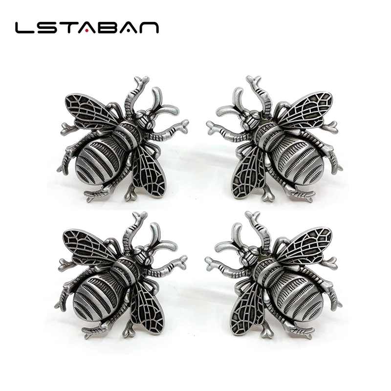 Animal Bee Shape Furniture Handle Black Color honeybee Drawer Knobs Retro Dresser Knobs Kitchen Handles Door Pulls Hardware