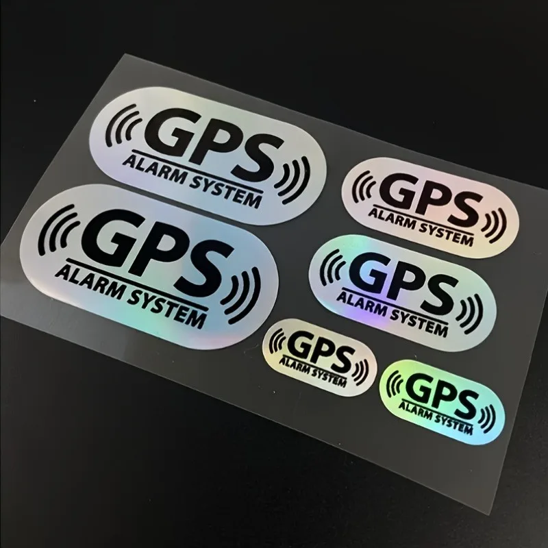 6pcs/set Reflective Laser GPS Alarm System Car Stickers Waterproof DIY Car Window Side Rear Windshield Decorative Vinyl Stickers