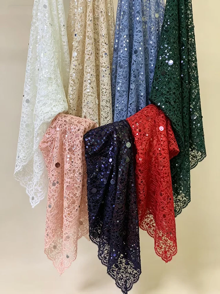 Mistlace 5mm+9mm Round Sequin Hollow Mesh Fabric, Sheer Lightwight Sequins Fabric for Women Party Dress&Sewing Craft ML304