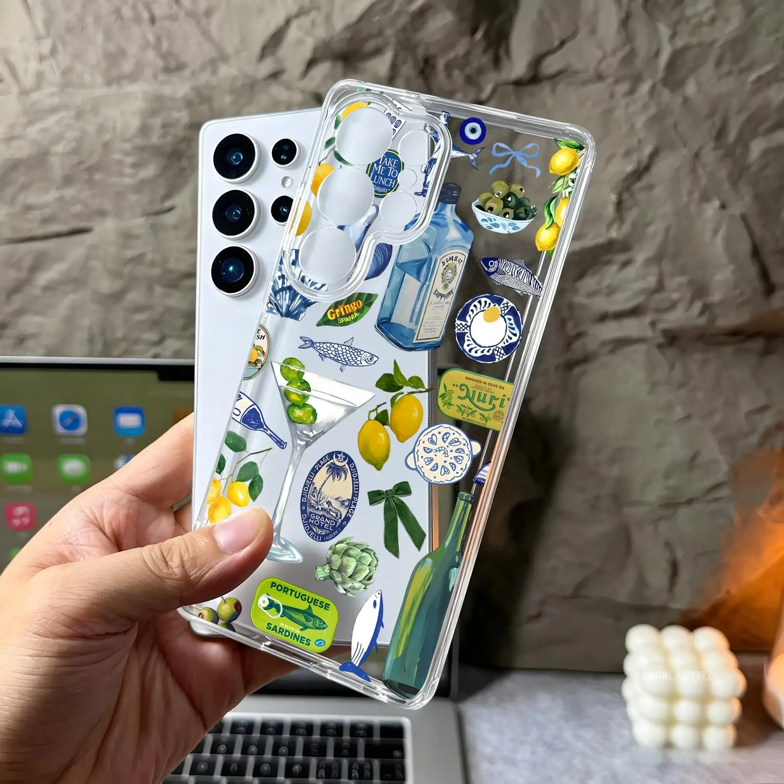 Creative stickers Anti-Yellow Transparent Soft Silicone Shockproof Case For Samsung S26 S25 S24 S23 S22 S21 Plus Ultra