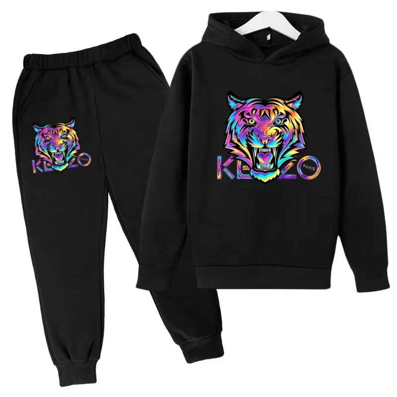 Kids Autumn Winter New Tiger Pullover Hoodie Boys Girl Toddler 3-12 Years  Sweatshirt+Pants 2P Casual Fashion Sports Jogging Set