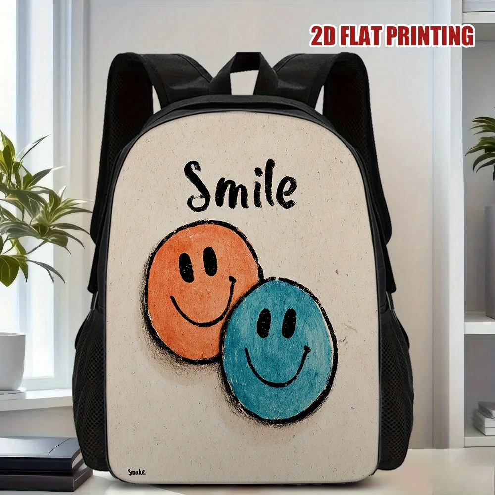 

1 Piece Friendly Face Double Backpack - Lightweight, Adjustable Shoulder Strap, Zipper Closure, Hand Washable,