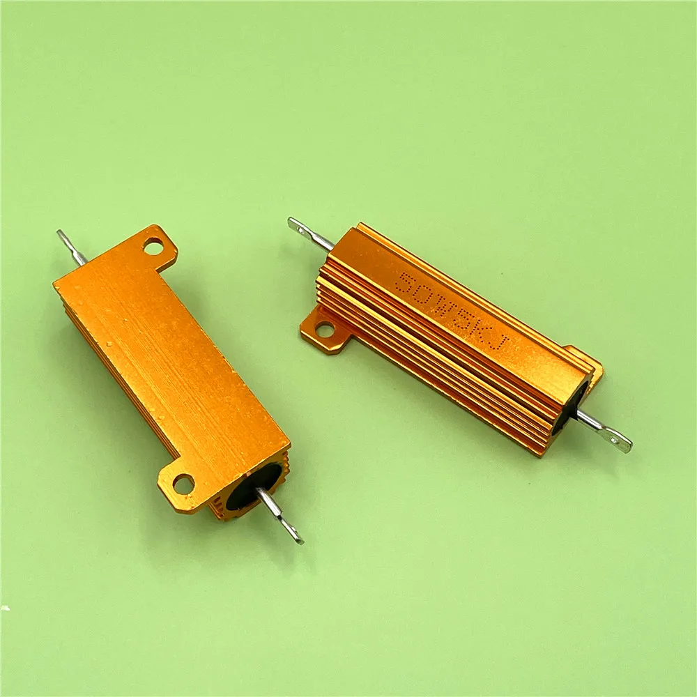 2pcs/Lot RX24 50W 0.01R 4.7R 47R 470R 4.7K 47K to 100K Ohm Aluminum Shell Case Power Wirewound Resistor Metal Housing 5% Class J