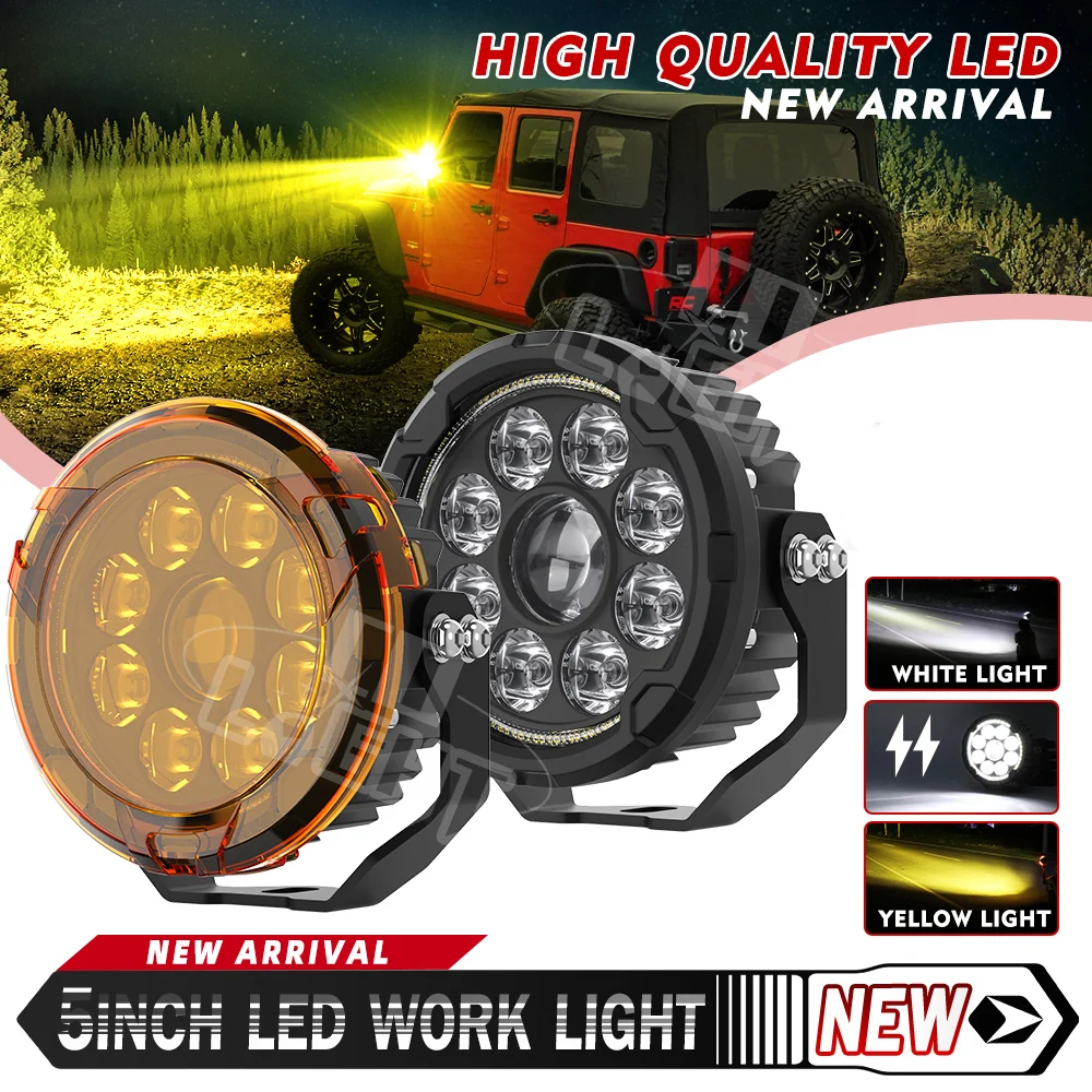 

UNI-SHINE 4.5 inch LED Work Light White Amber Beam Motorcycle Driving Light Flash Fog light For UTV ATV Pickup 12V 24V