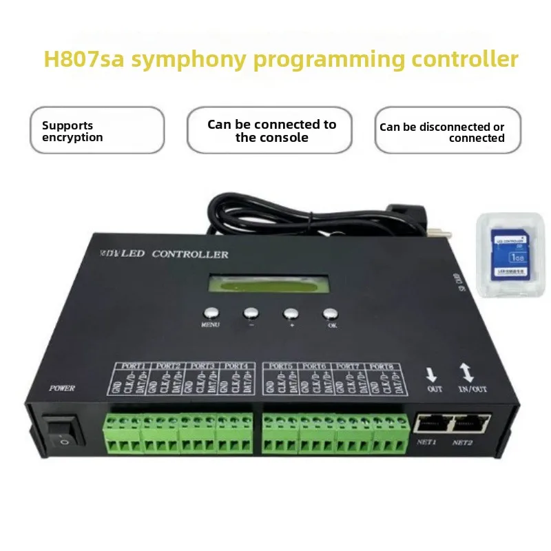 Light strip controller H807SA all-in-one machine, programming DMX512 console 8-port DMX512 controller