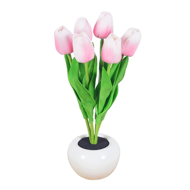 ABRW-Lampada tulipano, nuova lampada da tavolo LED simulazione tulipano luce notturna con vaso, lampada da tavolo decorazione casa soggiorno
