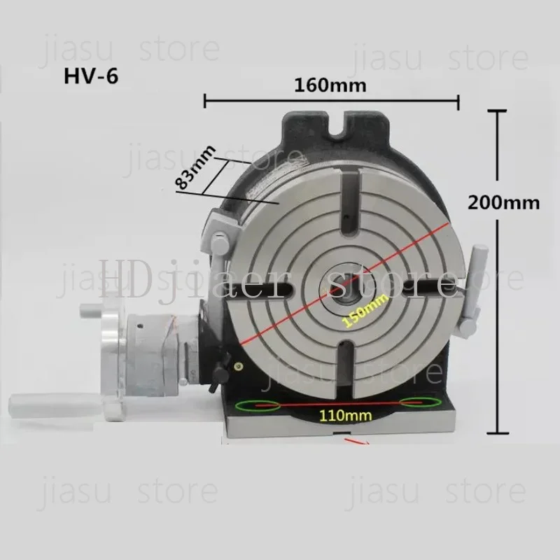 

4/5/6inch Horizontal Vertical Rotary Table – 4-Slot MT-2 Taper for Milling Machines