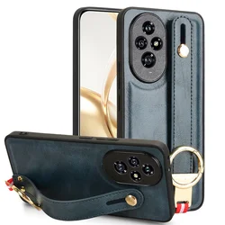 For Honor 200 Pro Fashion Wrist Strap Phone Holder Case For Honor 200 Pro Leather style Case Drop-Resistant Cover