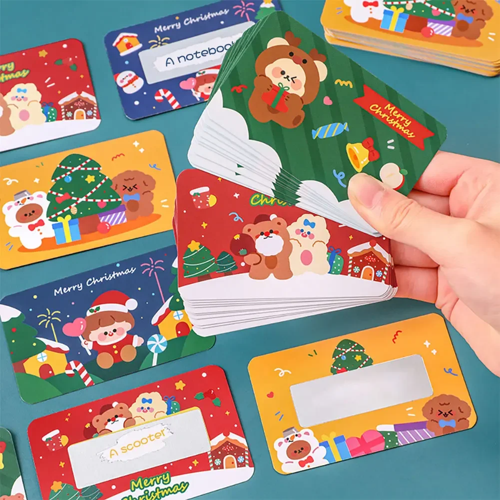 20Pcs/80pcs Christmas Scratch Cards Film Coated Stickers Off Labels DIY Holiday Gift Party Game Children's Redemption Vouchers