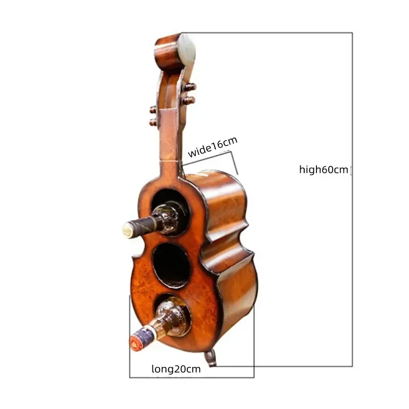 

220v Upgrade 60cm Wooden Small Three Bottles Of Wine European Vertical Wine Cabinet Rack Violin Red Wine Rack Decoration