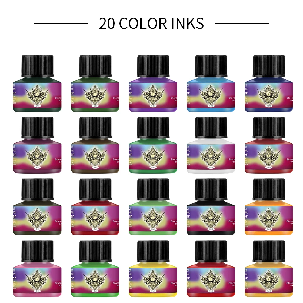 PHOENIXY Hot Sale 20PCS Tattoo Ink Kit 5ml Pigment Set Permanent Tattoo Body Art Ink Professional Beauty Makeup Tattoo Supplies