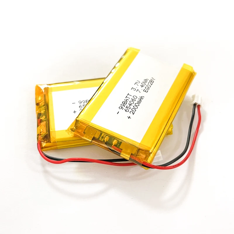 3.7V 2000Mah 654060 Li-Ion Li-Polymer Rechargeable Li Po Battery for LED Light,MP3,MP4,electric Toys,Bluetooth Headphones,GPS