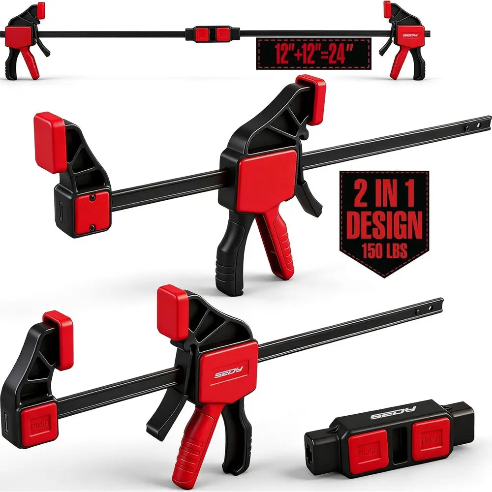 12 Quick-Release Clamps for Woodworking, 150 lbs Capacity, Ideal for DIY Projects