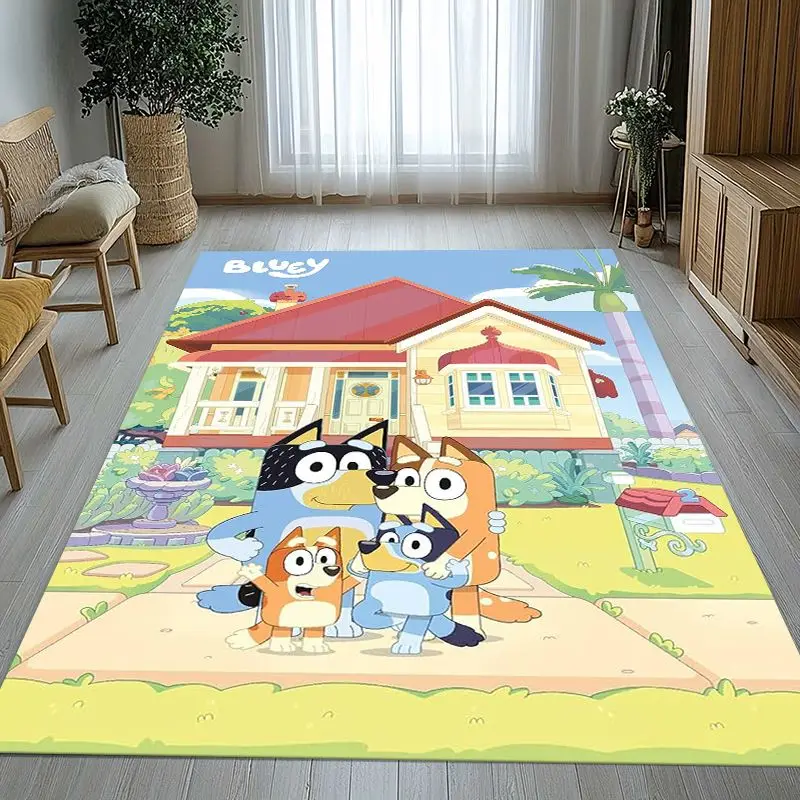 Cartoon Blue Dog Puppy Bingo Soft Non-Slip Large Area Rug for Living Room,Bedroom Playroom Carpet Mat for Sofa,Home Decor Gift