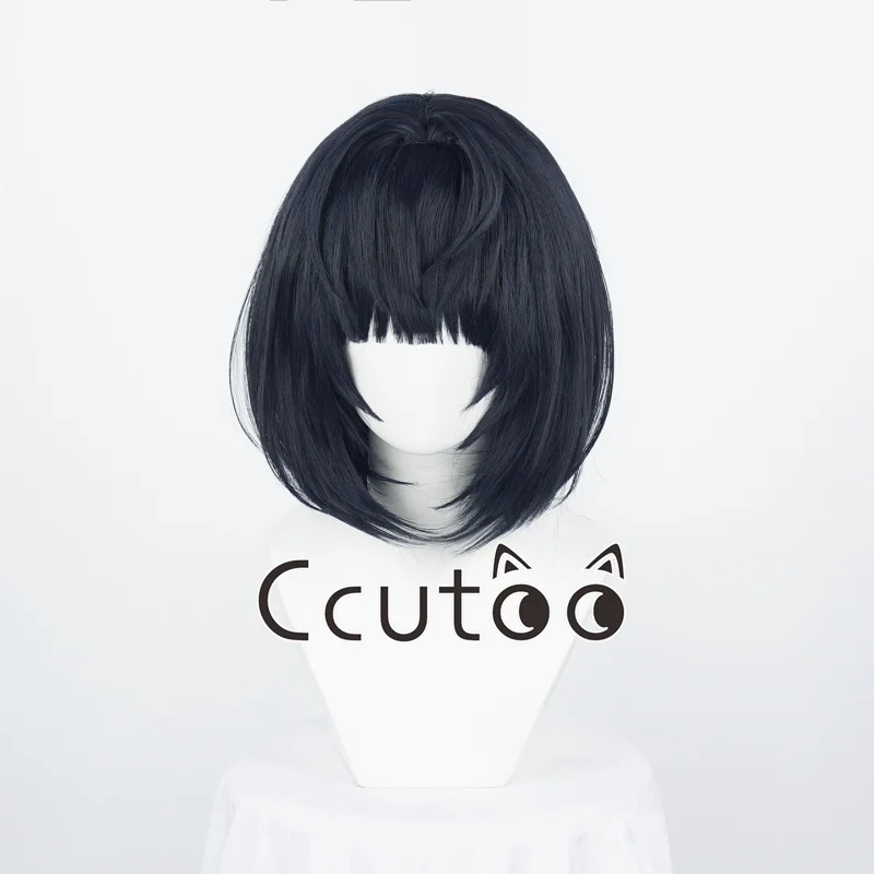 Juego P5 sintético Takemi Tae corto azul marino Bob Cosplay Anime pelo resistente al calor pelucas para fiesta de Halloween + gorro de peluca