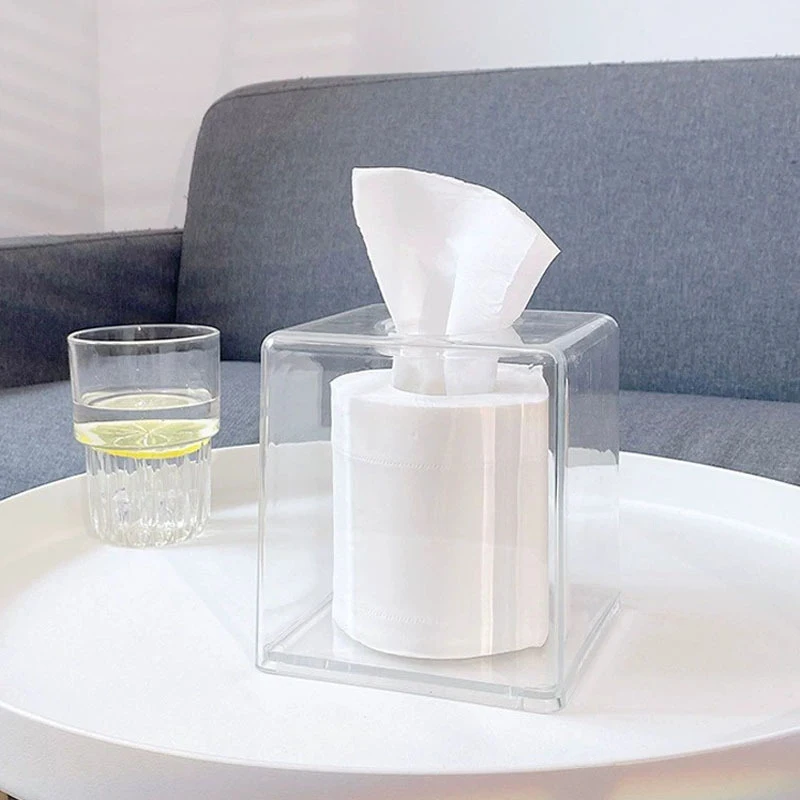 1PC Transparente Tissue Box für Tabletop Badezimmer Rollenpapier Halter Küche Und Heimgebrauch Organizer