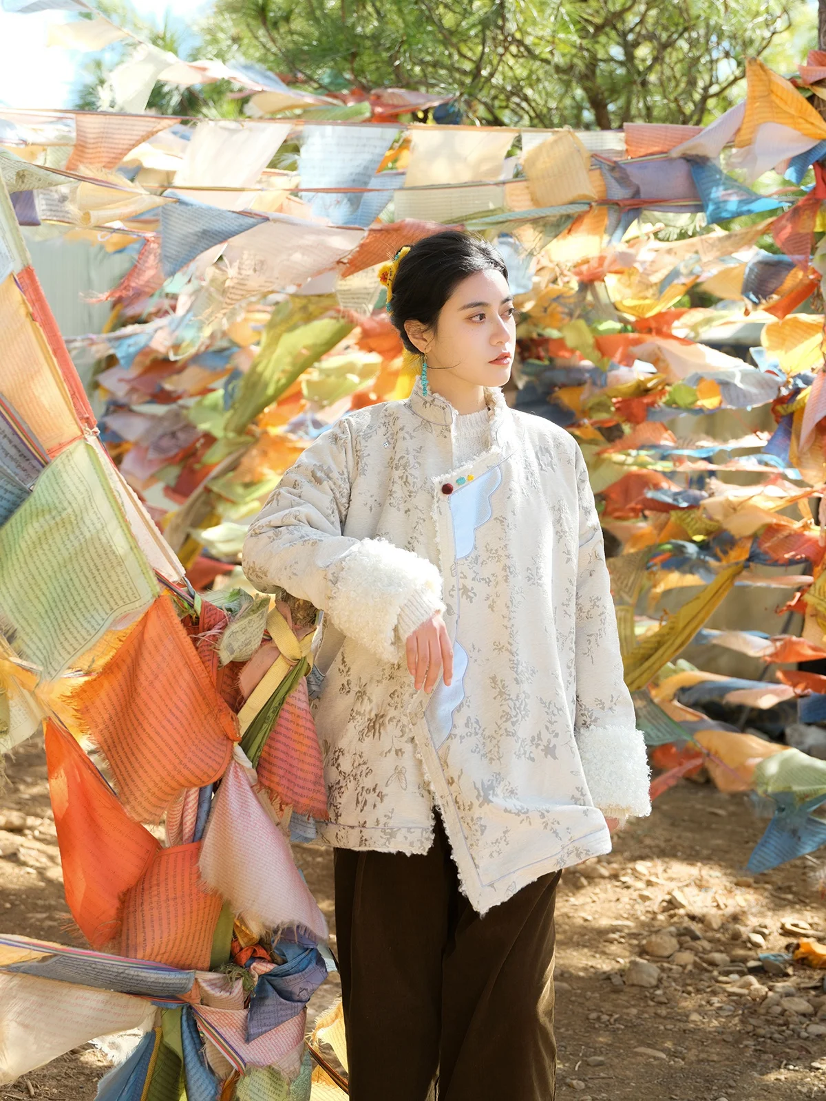 

Ele Young Sle, зимнее теплое пальто с вышивкой Ni Er, хлопковая одежда ChaoZhou, модный воротник-стойка, длинный свеч