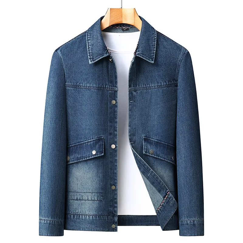 

The new autumn lapel big yards denim jacket men's cotton fashion casual jeans jacket men big size men clothing 6XL 7XL 8XL