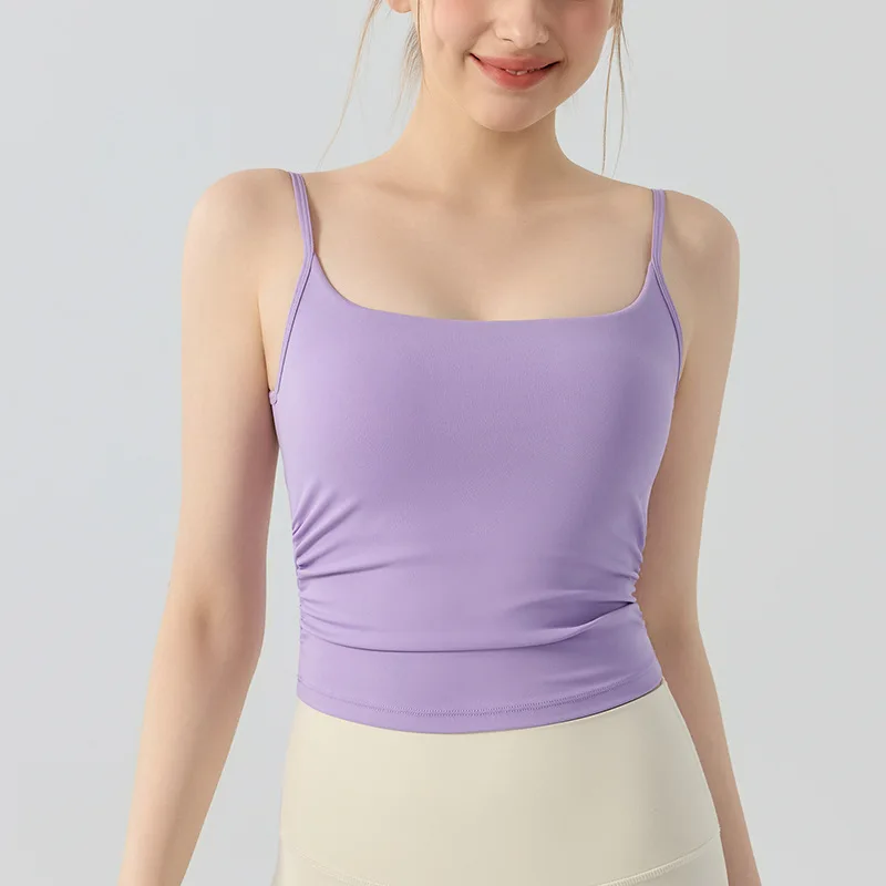 Waist with Chest Cushion Vest, Shock-absorbing Sports Bra, Slim Shoulder Straps, Fitness Top, Pilates Suspender for Women