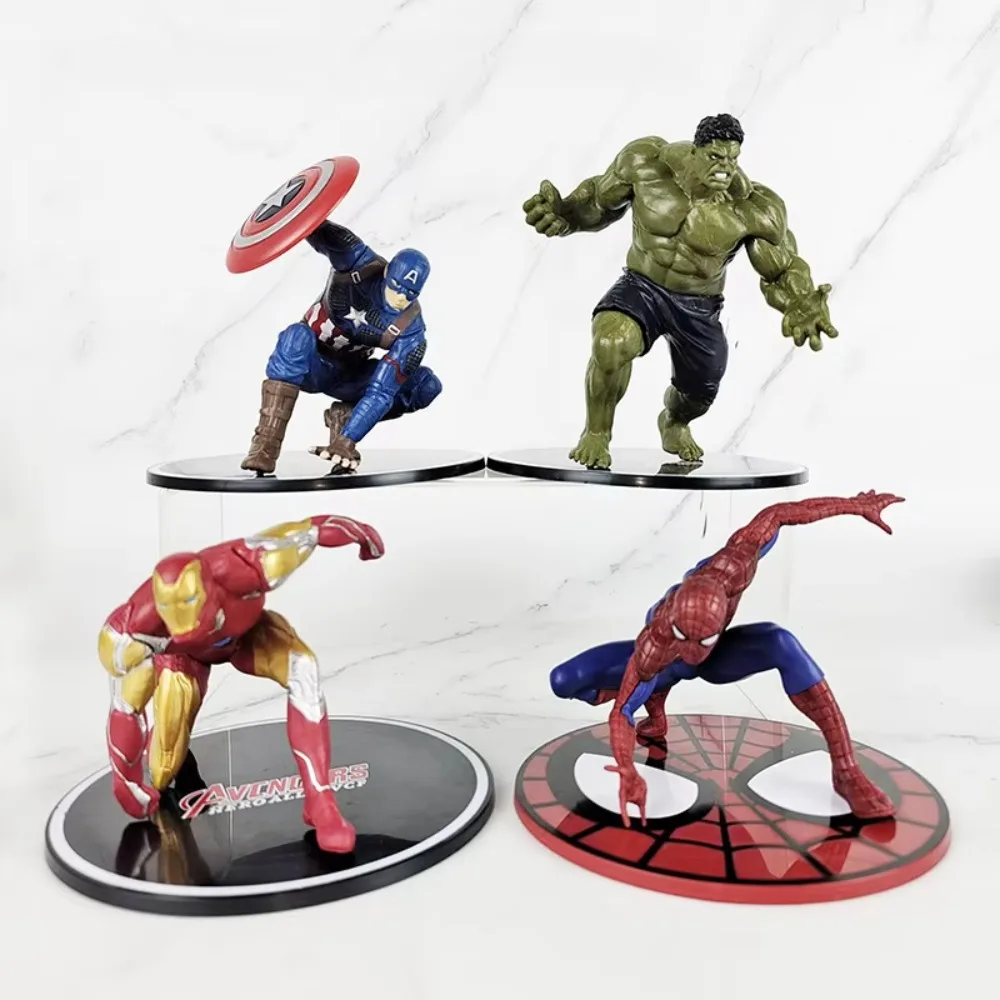 Cute Heroes Avengers Spider Man Captain America Hulk Iron Man Anime Figure Car Ornament Cartoon Model Toys Cake Accessorie Decor