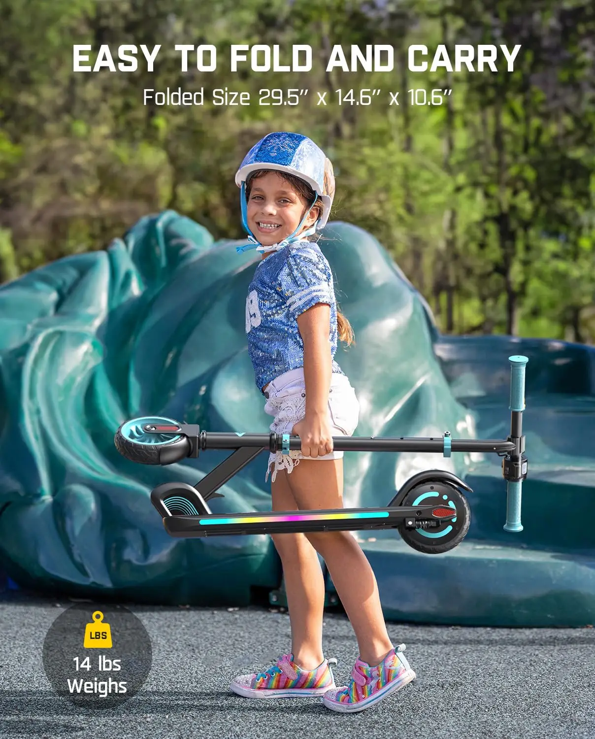 C9 Apex Kids Electric Scooter, Bluetooth Music Speaker, Colorful Light for Kids 8-12, 3.9-5.2 ft, 132 lbs, 5 Miles, Customized view 6