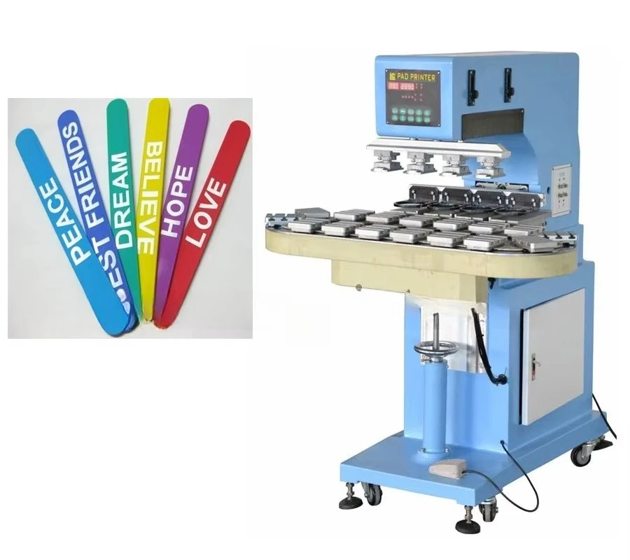 Professional 4-Color Pad Printing Equipment with Conveyor System, Adjustable Sealed Cups, LCD Display