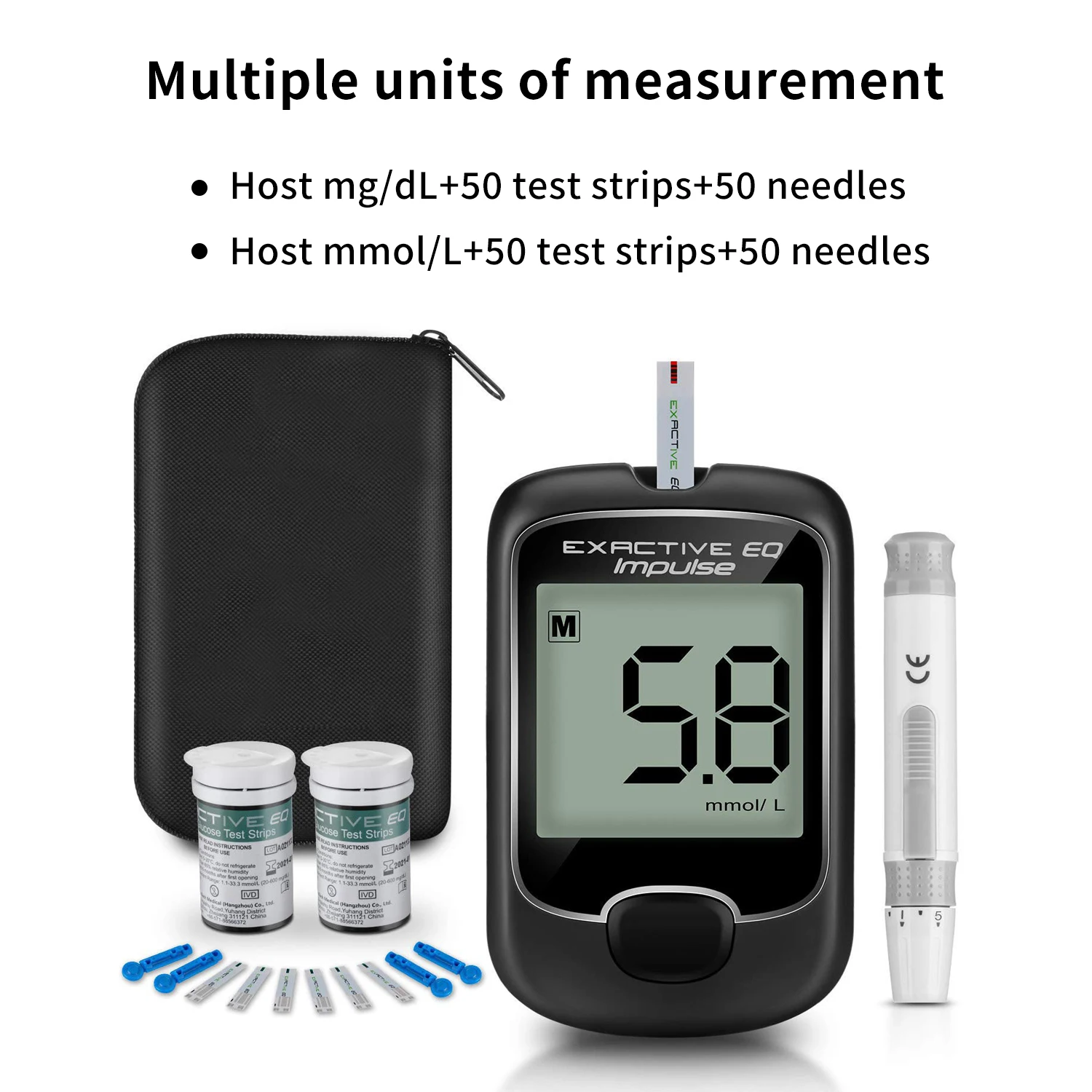 50pcs/100pcs/ Blood Glucose Meter Glucometer And Test Strips Needles Sugar Monitor Diabetes Tester Home Medical Device