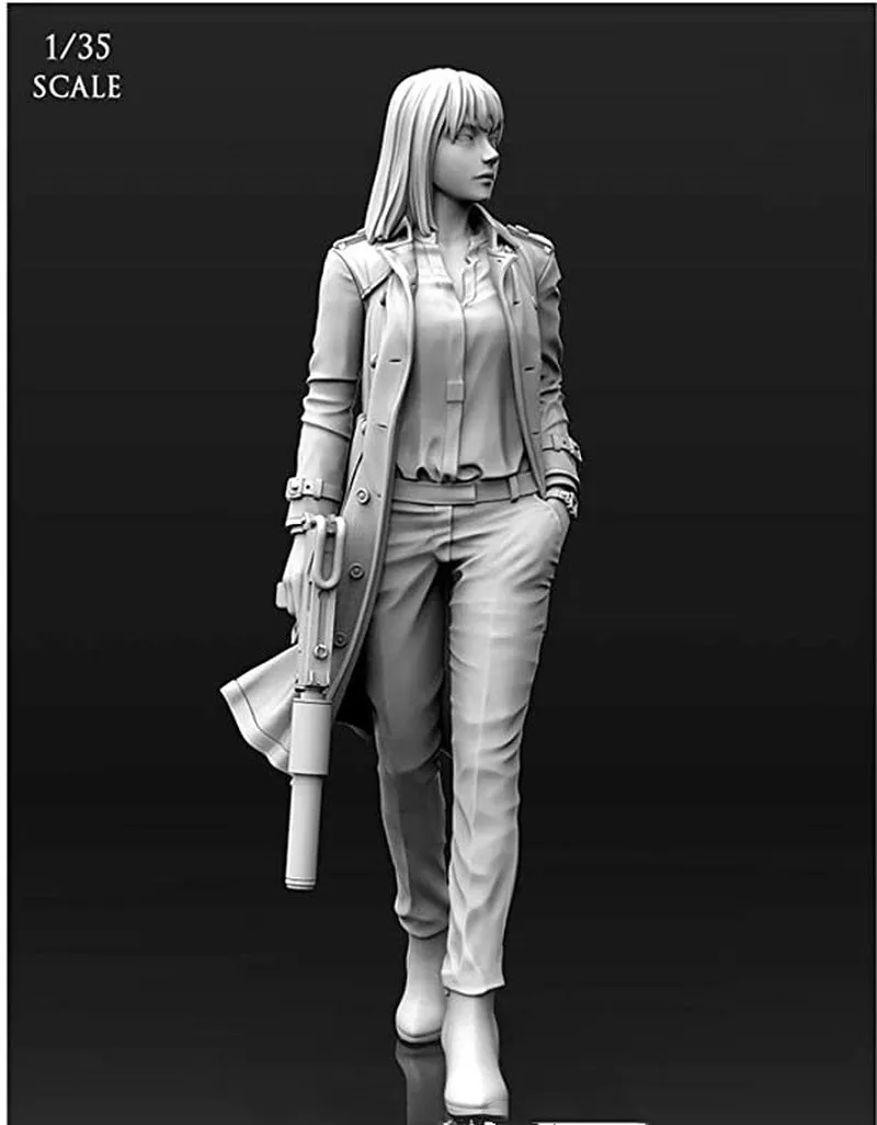 

1/35 Cool Female Special Agent Soldier Resin Micro Miniature Figure 3d Printed White Model Toy Unassembled Unpainted Kit