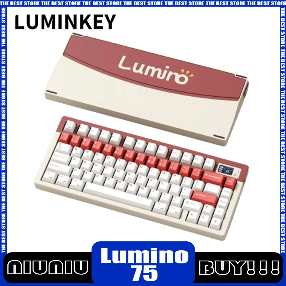 

Механическая клавиатура Luminkey Lumino75, умный экран из алюминиевого сплава, 3 режима, Беспроводная игровая клавиатура, поддержка ПК через заказ