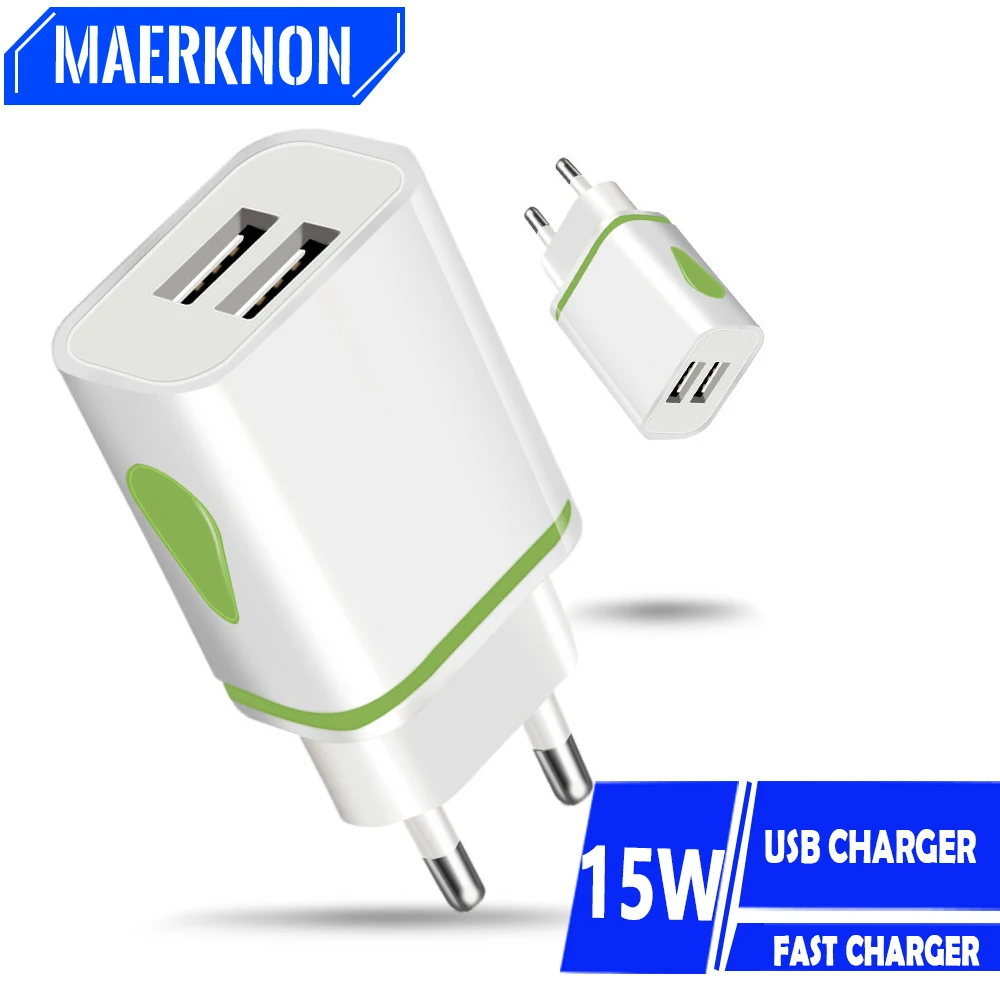 USB Charger Travel Fast Charging Adapter Portable Dual Wall Charger Mobile Phone Chargers for iPhone 12 11 XR Samsung s9 Xiaomi