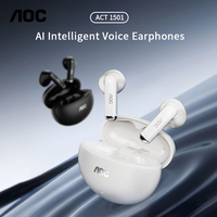 AOC ACT1501 42dB Noise Cancelling Silicon Earbuds Al Intelligent Voice Earphones with Mic 350mAh Battery Life New Bluetooth 6.0