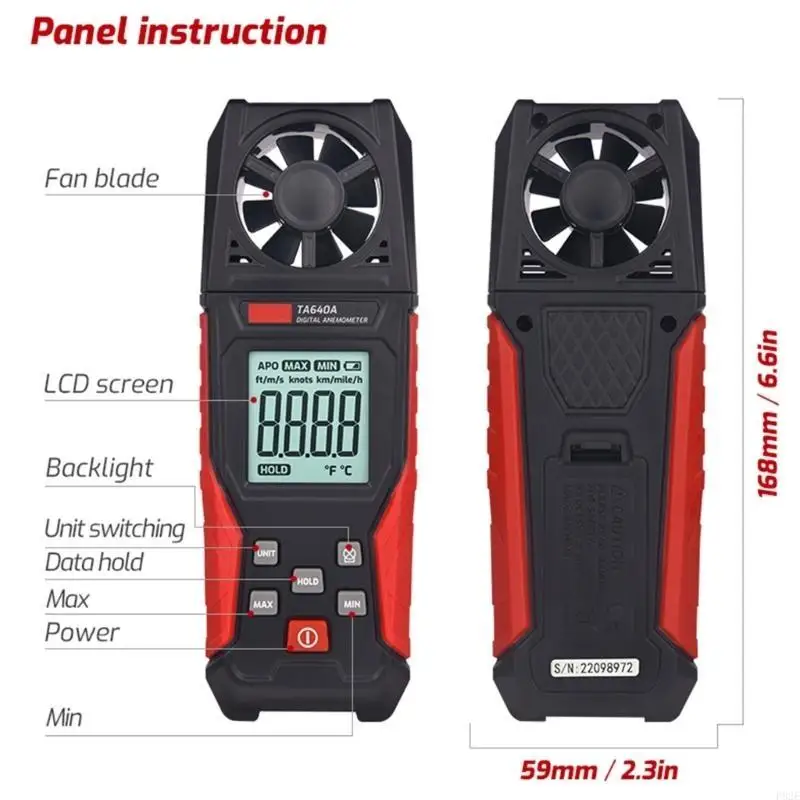 

P82E Reliable Digital Air Rapidity‌ Gauges Multifunction Anemometer Simple Use for Meteorology Agriculture & Industrial
