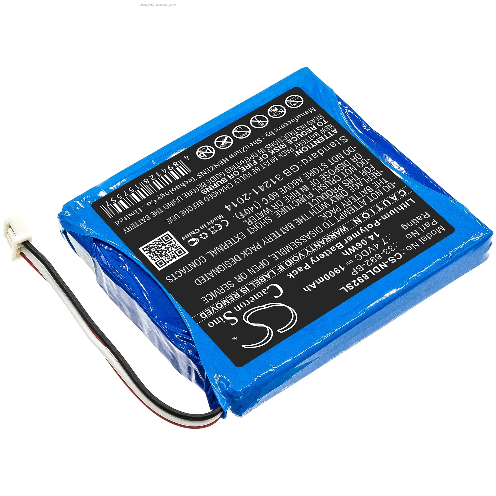 Replacement 7.4V 1900mAh Battery 33-892-BP for Ideal 33-892 Securitest Pro Tester