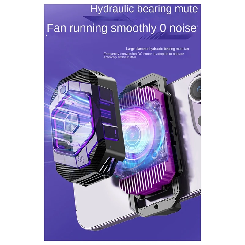 Enfriador Semiconductor con Clip trasero para teléfono, ventilador de refrigeración de 24W ajustable, 3 engranajes, radiador móvil con efecto de luz RGB