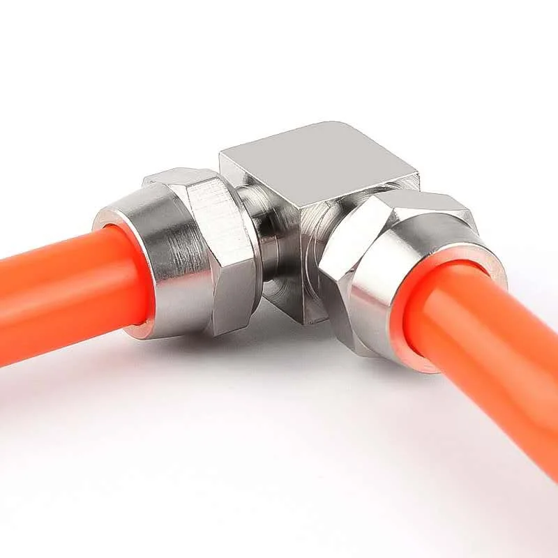 PV-4 6 8 10 12 14 16ミリメートルに1個銅ニッケルメッキクイックツイスト直角pv pneumaticl管継手肘二重接続