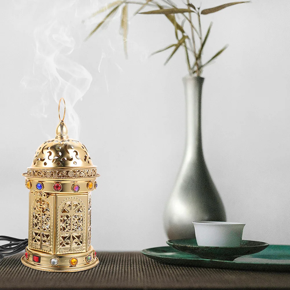 

Plug-in Electric Arabic Incense Burner Desktop Incense Stove Portable Metal Aroma Burner Home Office Decoration Vintage Us Plug
