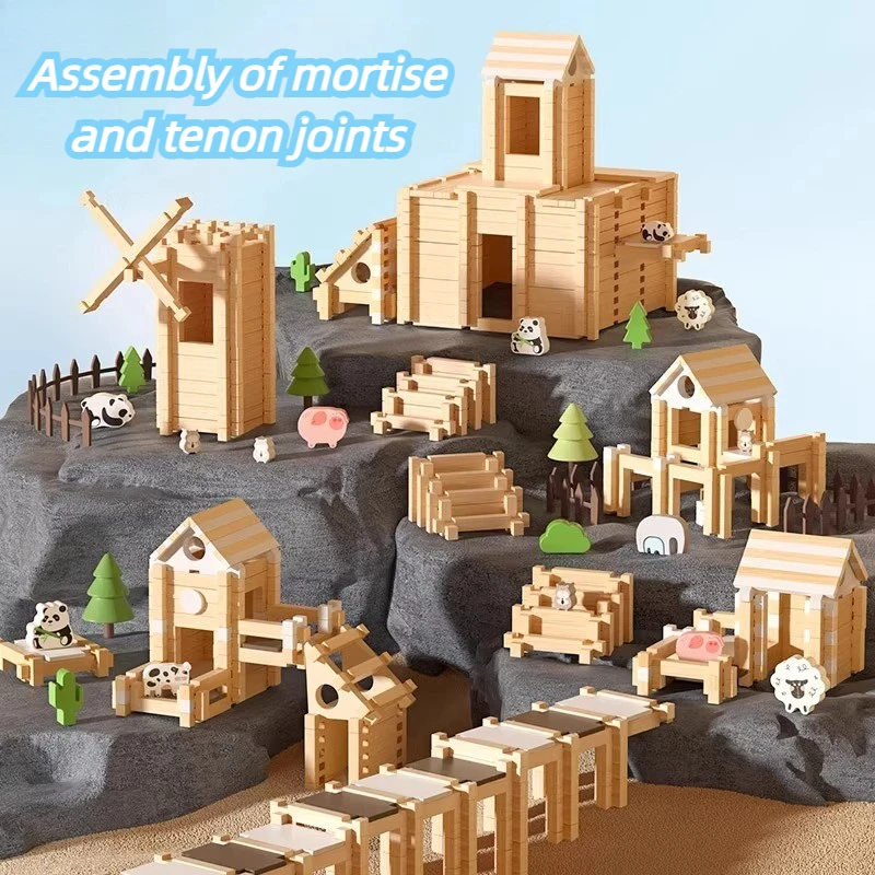 Blocs de Construction en bois pour enfants, jouets éducatifs de Construction, bricolage, ensemble de Construction d'apprentissage créatif Montessori, jouets de jeu pour tout-petits, cadeau