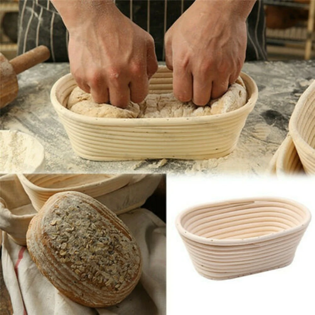 Cestino per lievitazione del pane ovale cestino per pasta in Rattan Banneton Brotform Tools-21x14x8cm