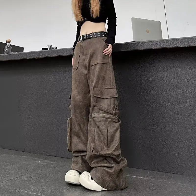 Y2k Vintage Cargo Pants American Style Vintage Pants Women Niche Streetwear Oversized Wide Trousers Autumn Winter Clothes