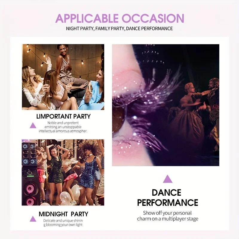 มาสคาร่ากลิตเตอร์ไดมอนด์ชายน์กันน้ำและกันรอยเปื้อน เครื่องมือแต่งหน้าเพื่อการดัดผมและขนตาให้ยาวขึ้น