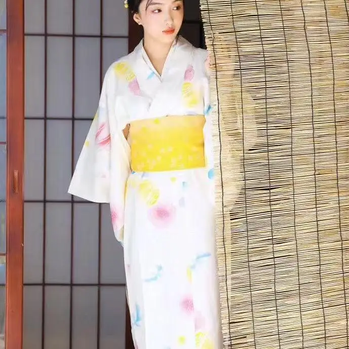 Japanese Yukata Dress Four Seasons Kimono Style Dress for Women, Modernized Traditional Design with Adjustable Waist