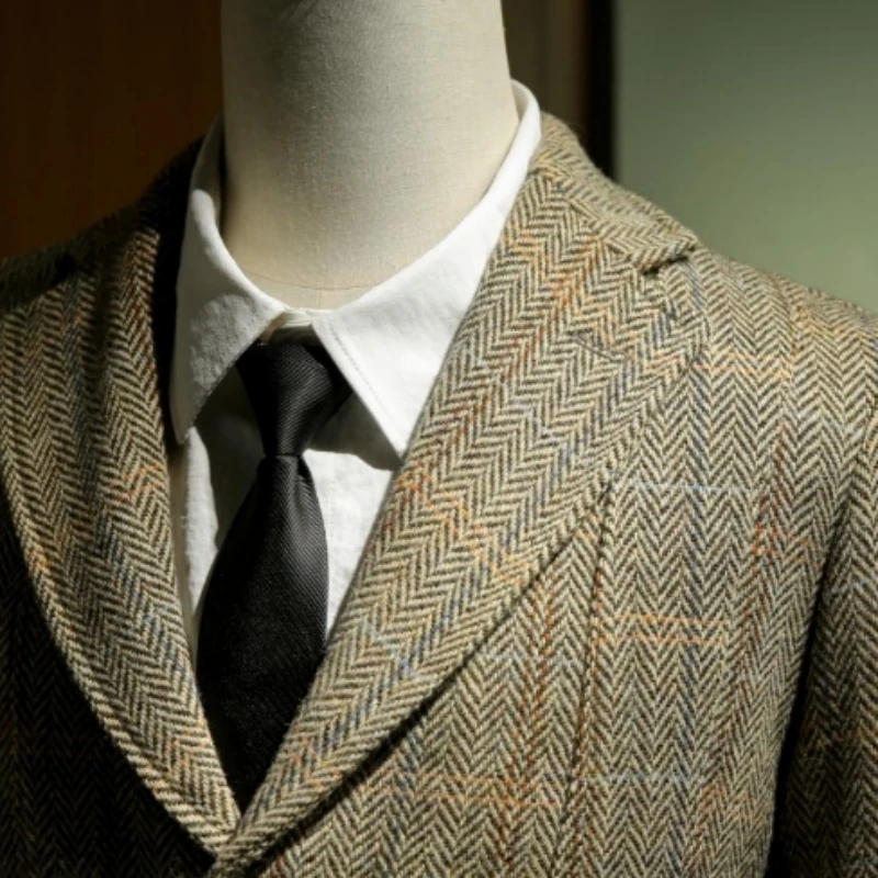 Men\'s Tweed Norfolk Jacket Safari Style Vintage England Suit