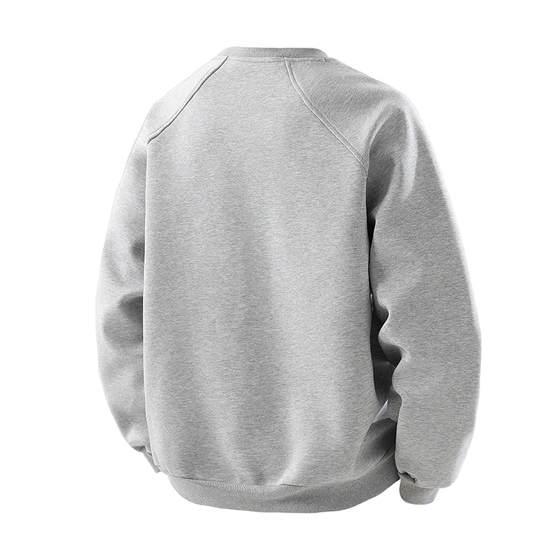Spring Autumn Trendy Hoodie Simple and Fashionable New Style Loose Pullover Round-neck Top Long-sleeved Men Innerwear Base Layer