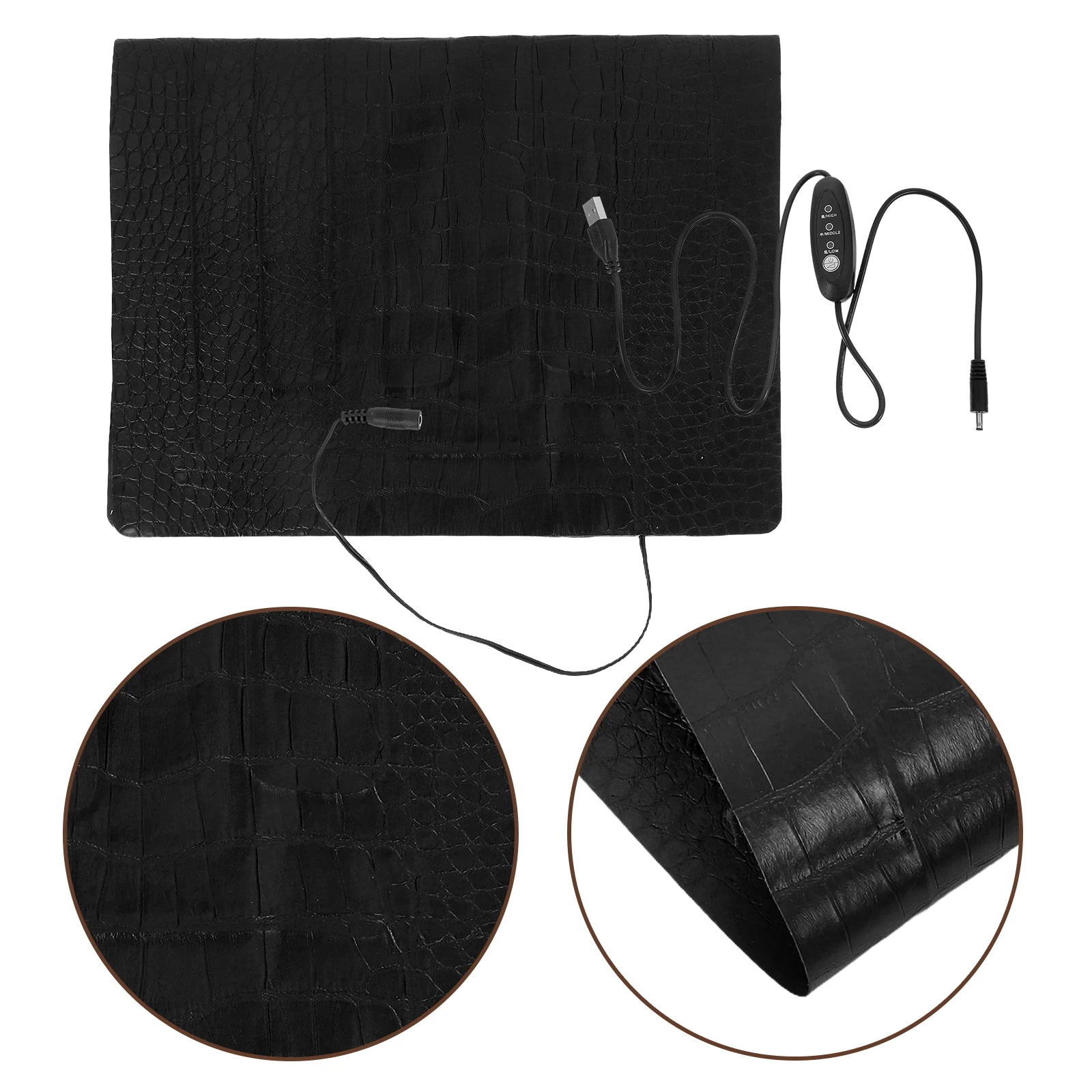 

Pet Heated Mat with Carbon Fiber Heating 3 Level USB Control Waterproof Warm Pad for Cats Dogs Lizards Crabs Easy to Clean